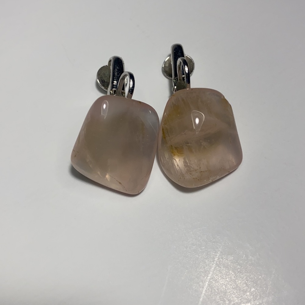 Vintage 60’s Women’s Rose Quartz Clip On Earrings